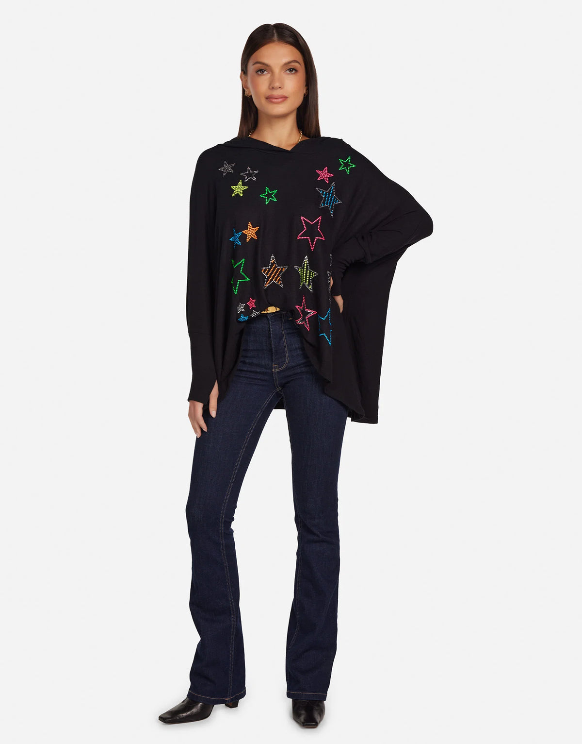 Lauren Moshi - Wilma Neon Stud Stars Sweatshirt - Black - 1092