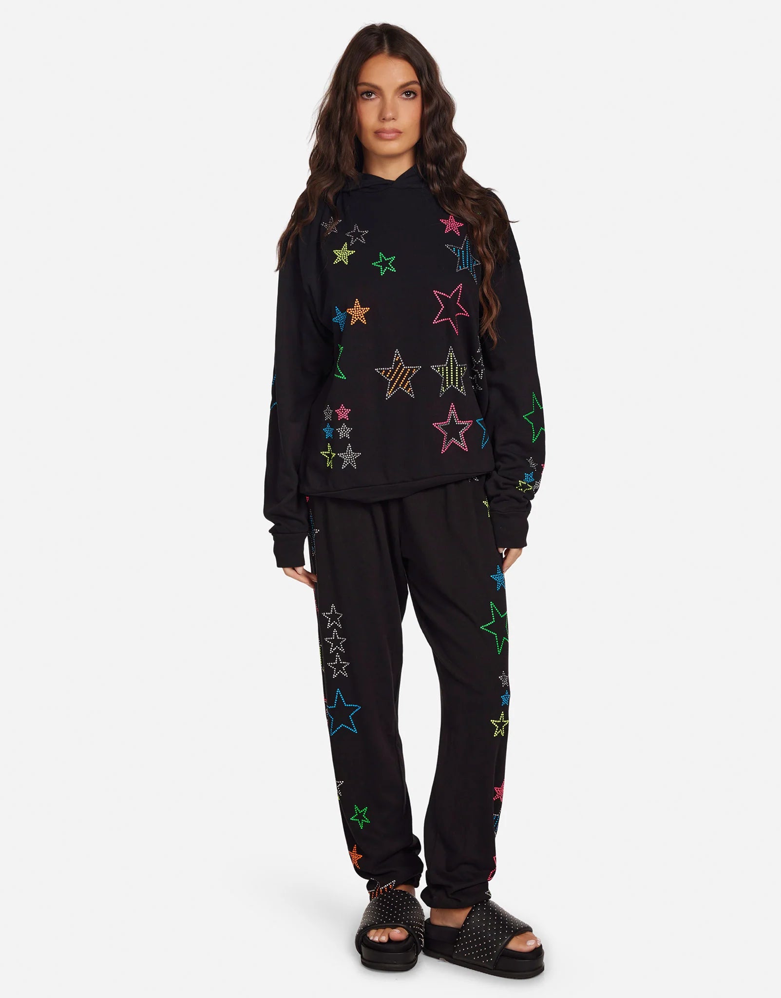 Lauren Moshi - Harmony Neon Stud Stars Sweatshirt - Black - 1444