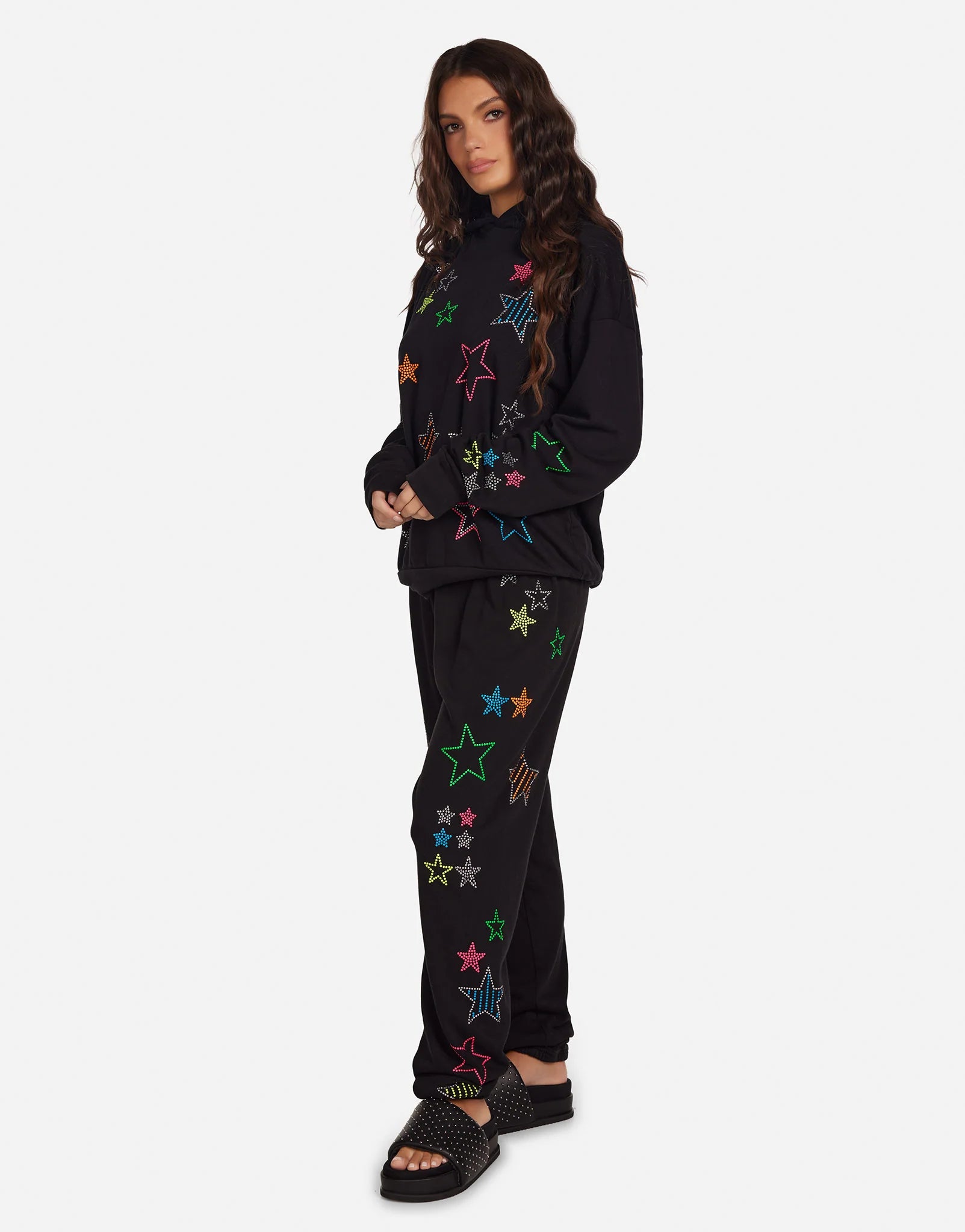 Lauren Moshi - Harmony Neon Stud Stars Sweatshirt - Black - 1444