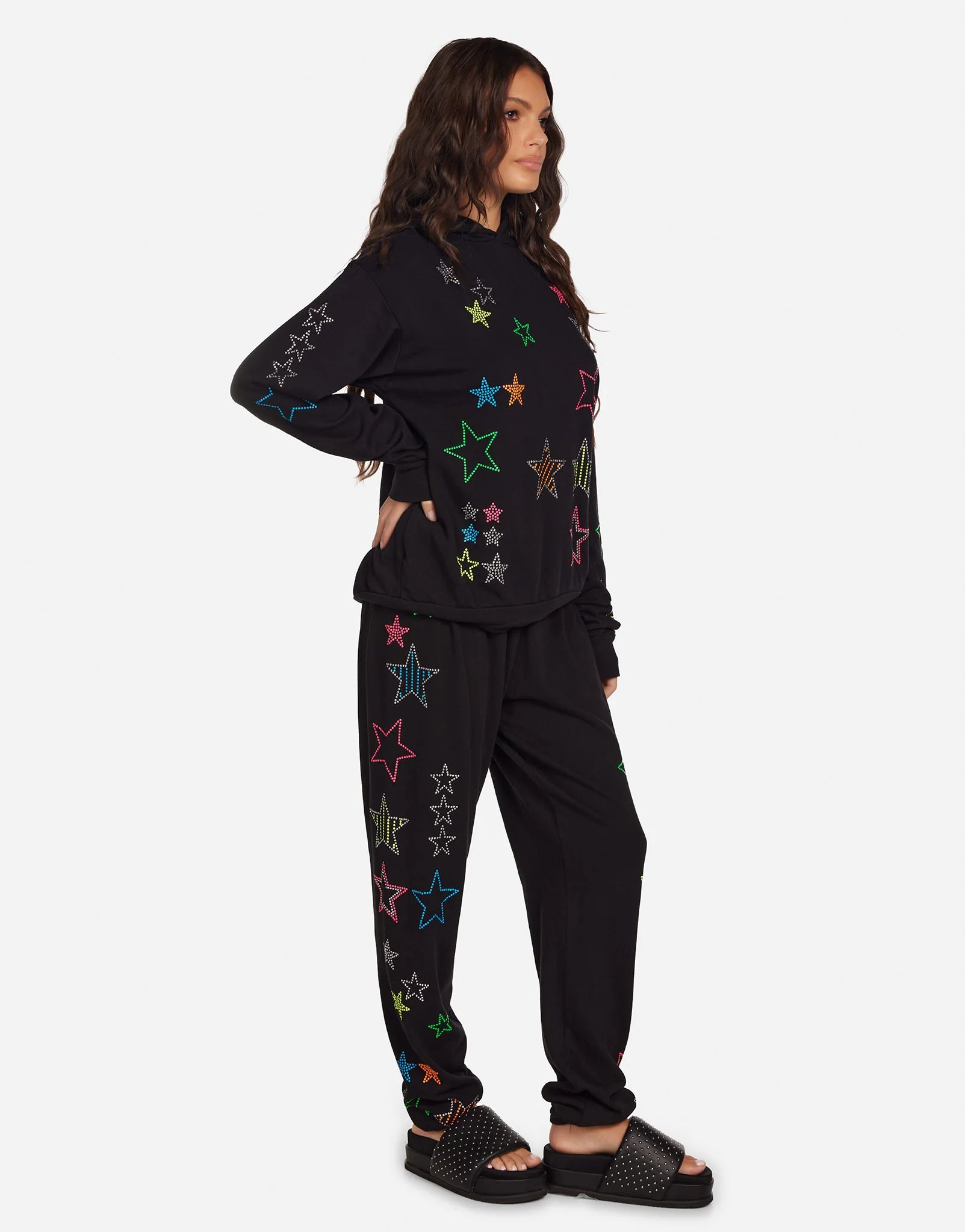 Lauren Moshi - Harmony Neon Stud Stars Sweatshirt - Black - 1444