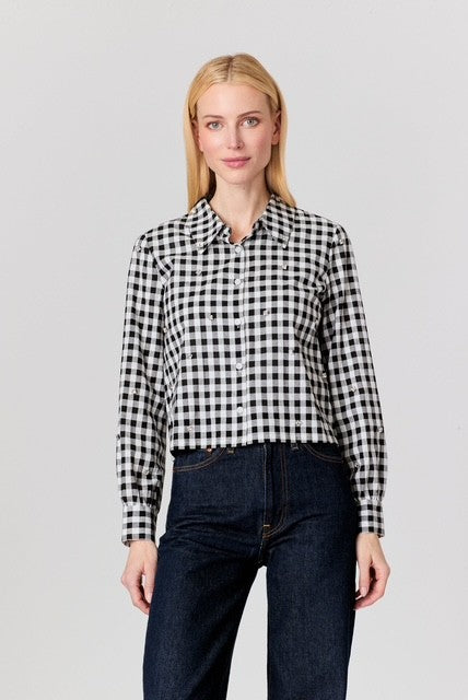 J Society - Rhinestone Gingham Top - 71036 - Black