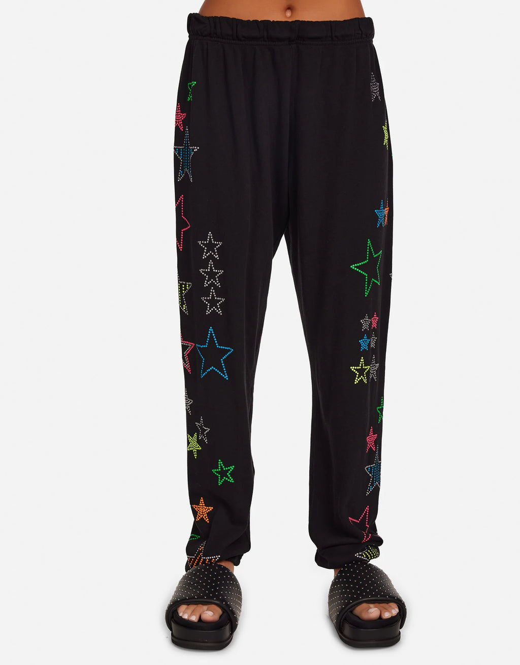 Lauren Moshi - Tanzy Neon Stud Stars Sweatpants - Black - 4031