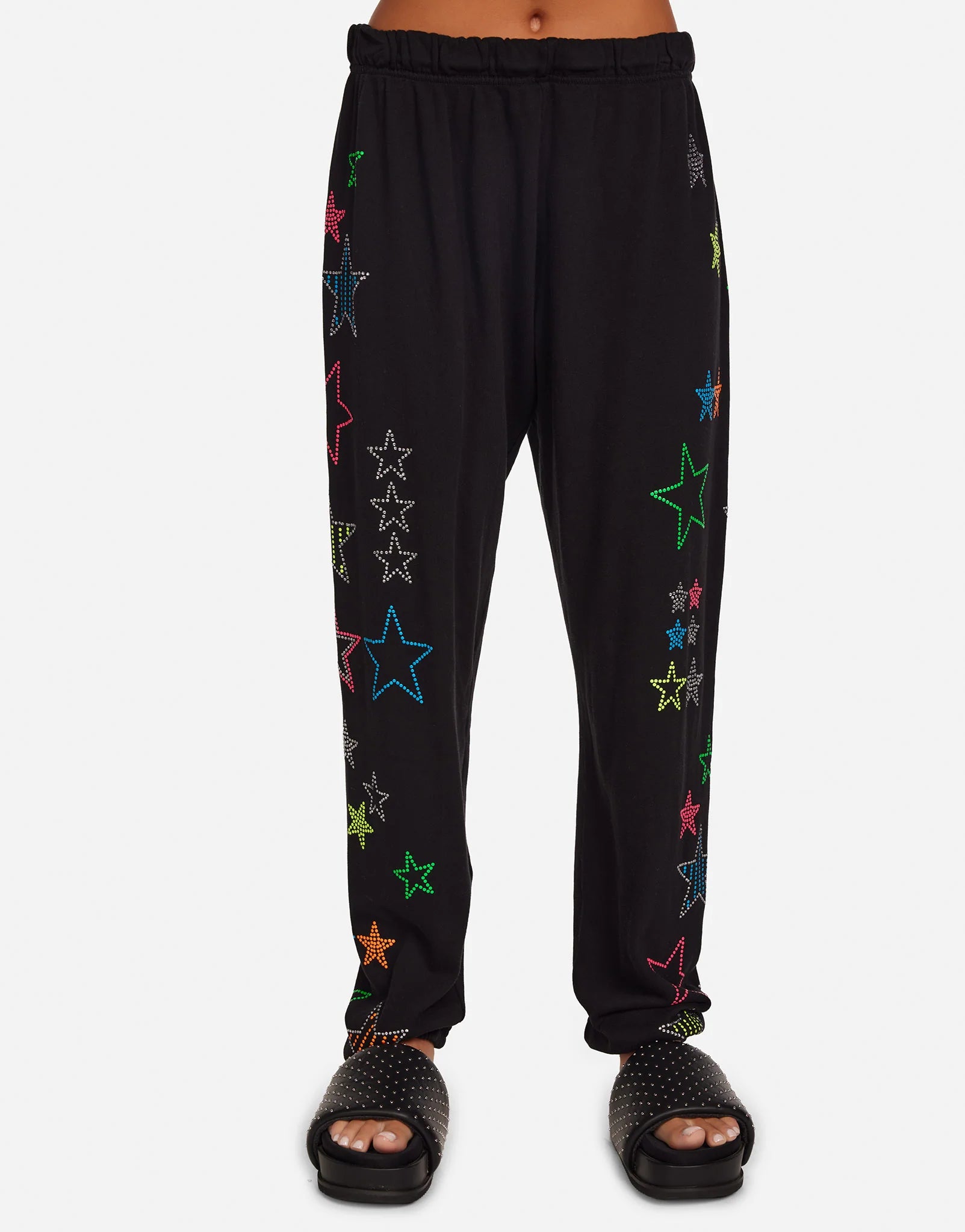 Lauren Moshi - Tanzy Neon Stud Stars Sweatpants - Black - 4031