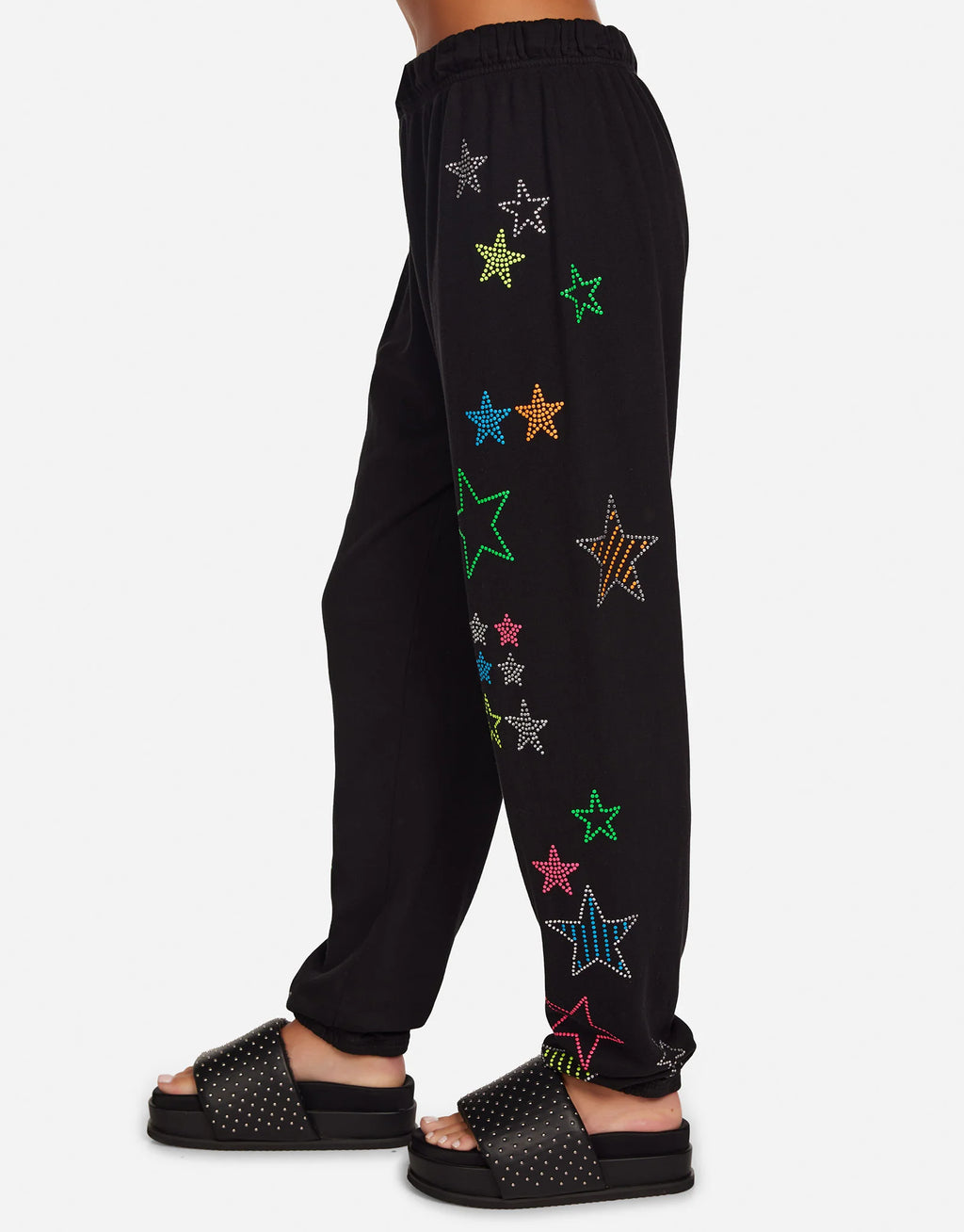 Lauren Moshi - Tanzy Neon Stud Stars Sweatpants - Black - 4031