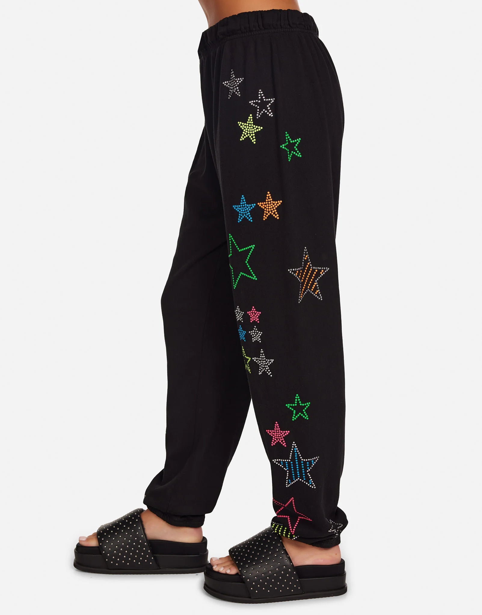 Lauren Moshi - Tanzy Neon Stud Stars Sweatpants - Black - 4031