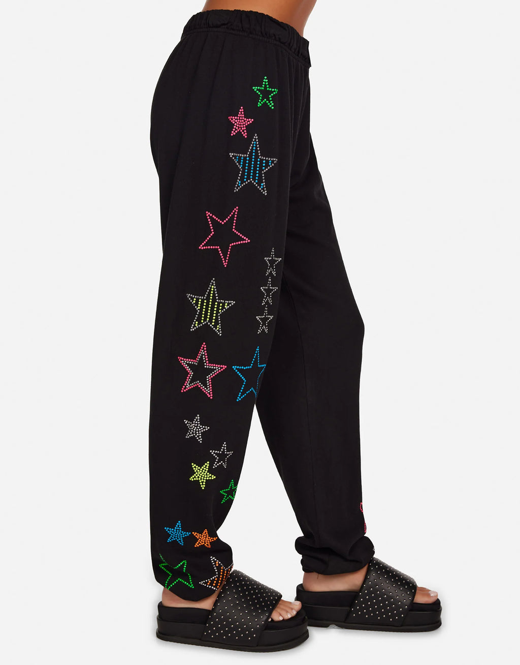 Lauren Moshi - Tanzy Neon Stud Stars Sweatpants - Black - 4031