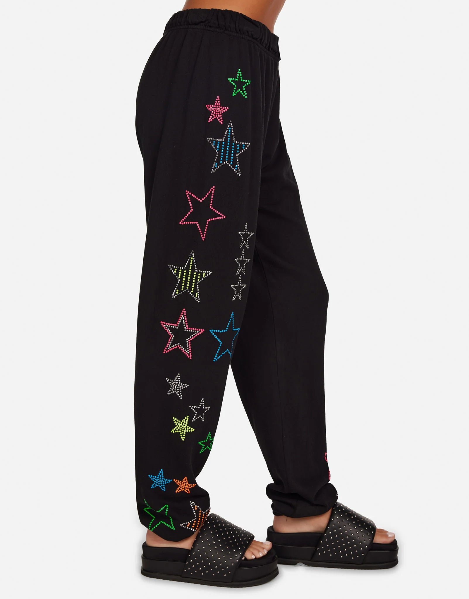 Lauren Moshi - Tanzy Neon Stud Stars Sweatpants - Black - 4031