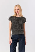 J Society - Acid Wash Pointelle Vest - Black - 24004