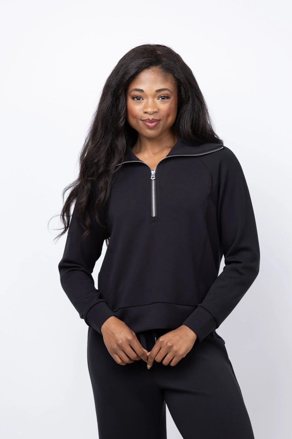Elliott Lauren - 1/2 Zip Scuba Sweatshirt - Black - 62244