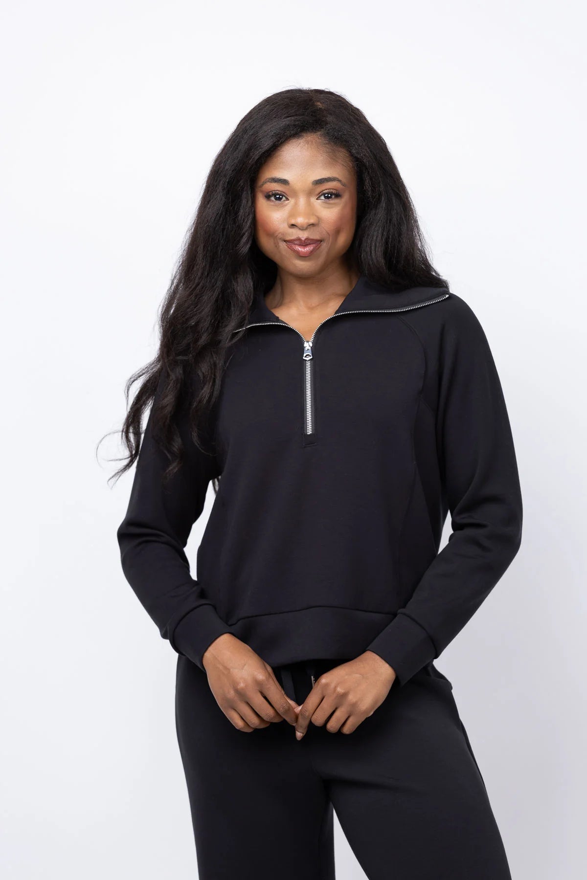 Elliott Lauren - 1/2 Zip Scuba Sweatshirt - Black - 62244