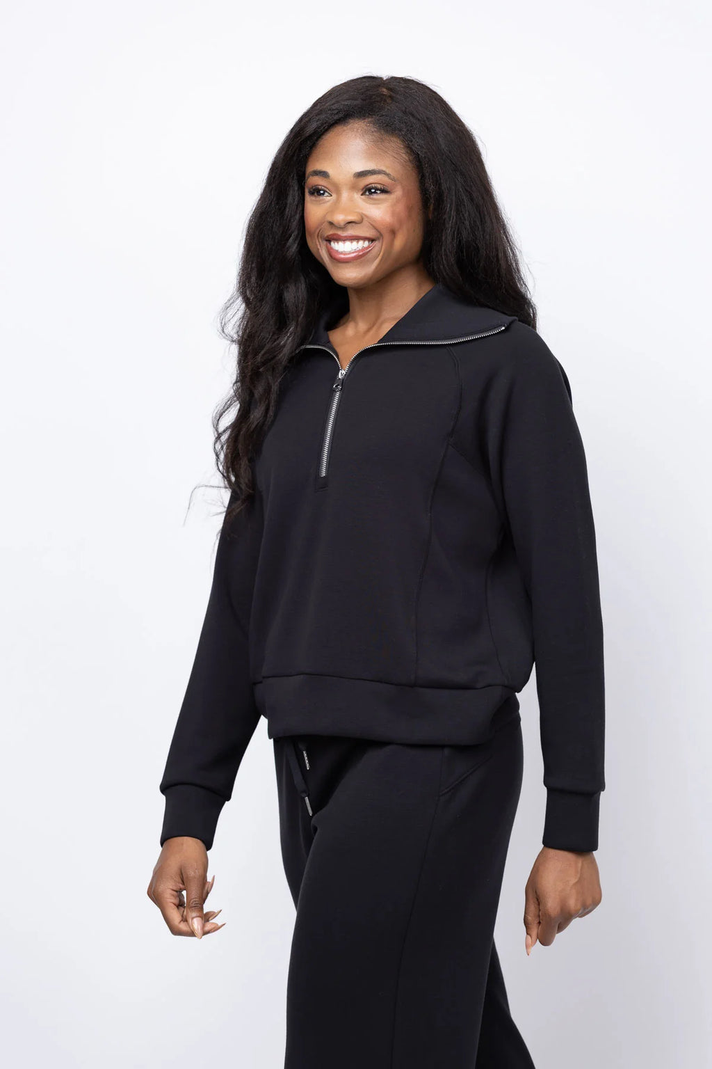 Elliott Lauren - 1/2 Zip Scuba Sweatshirt - Black - 62244