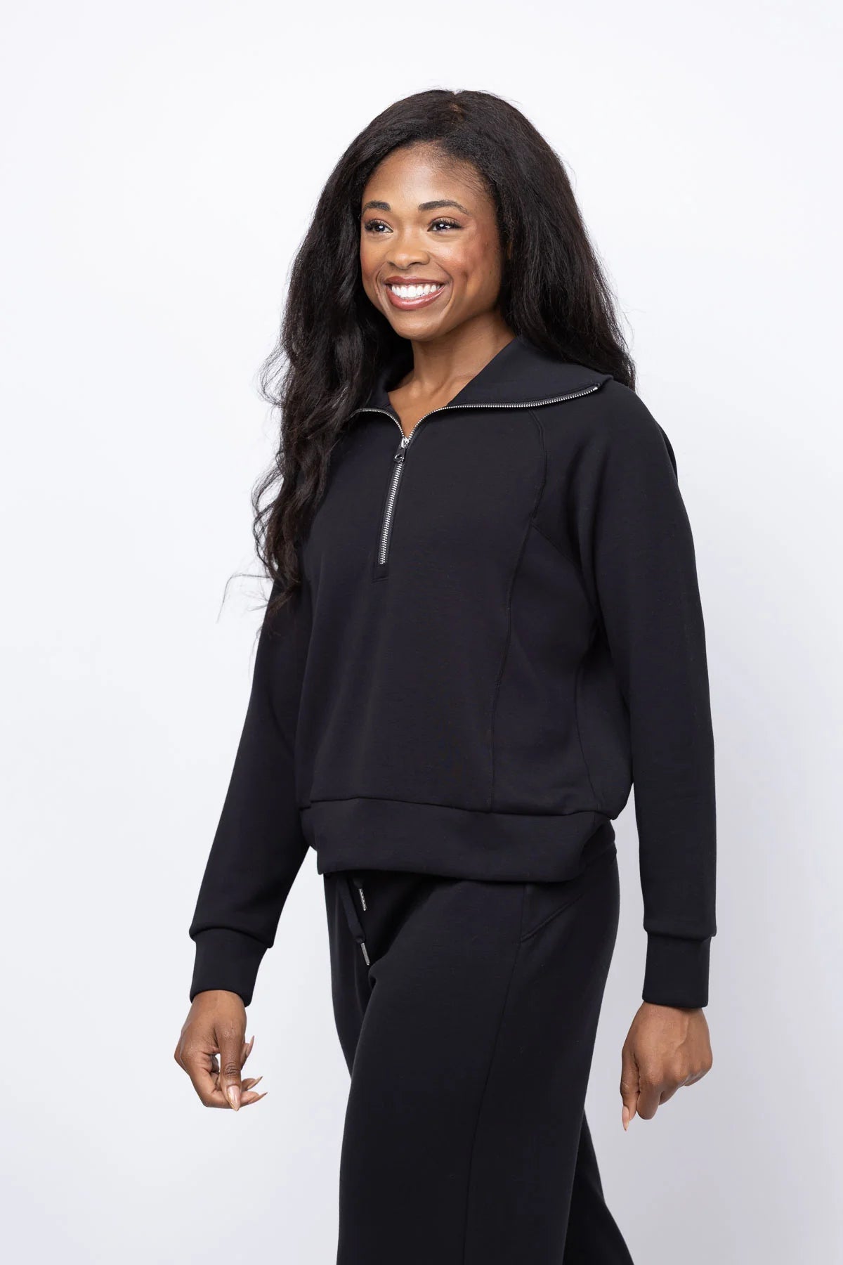 Elliott Lauren - 1/2 Zip Scuba Sweatshirt - Black - 62244