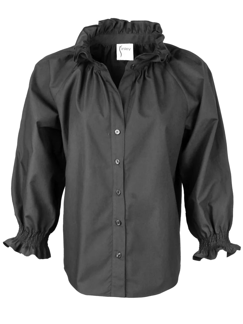 Finley Shirts - Fiona Ruffleneck - Black - 3414033