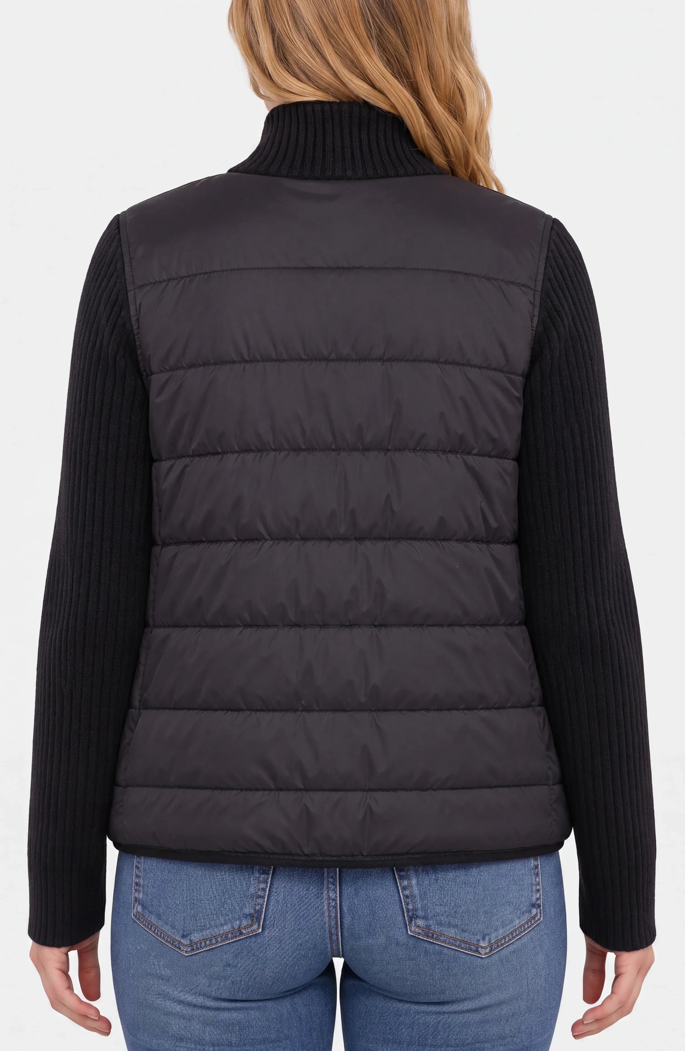 Liverpool - Zip Front Quilted Sweater Jacket - Black - 1D70