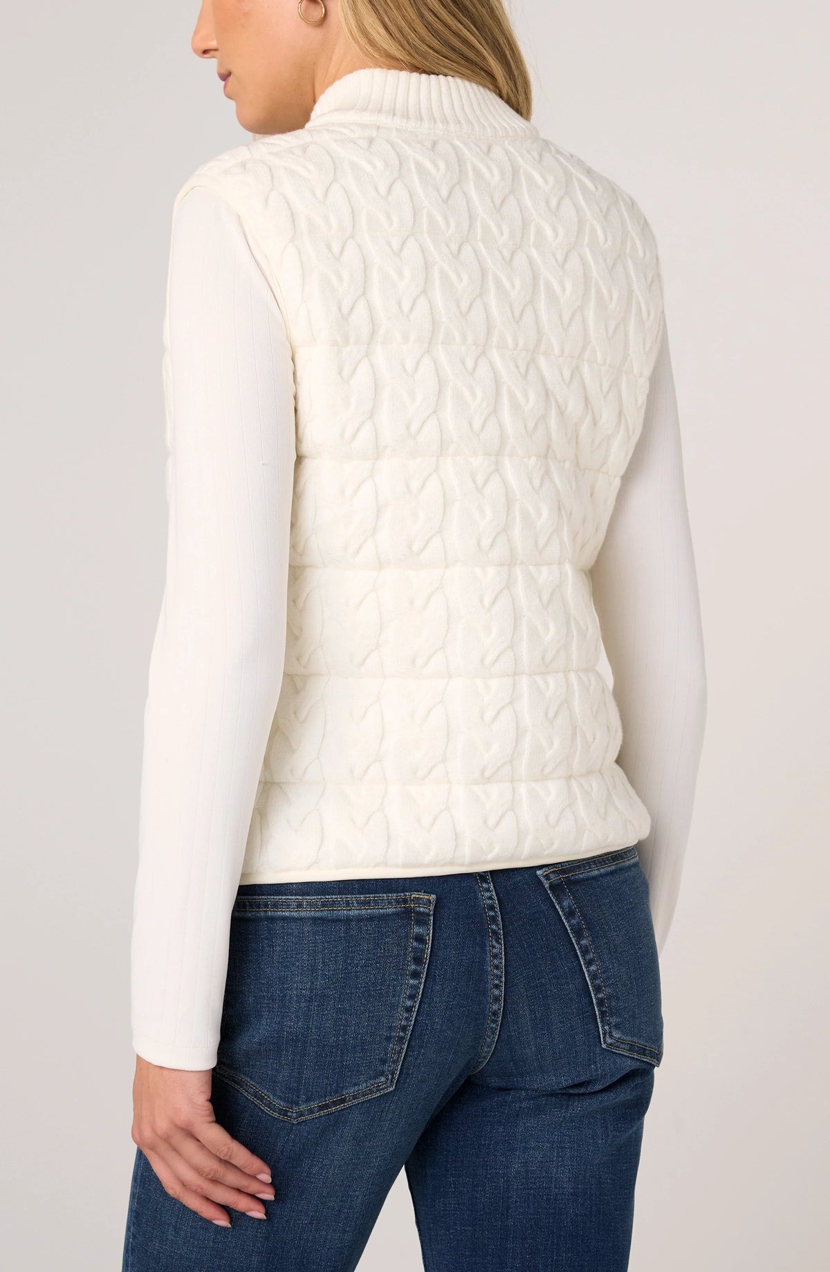 Liverpool - Sleeveless Reversible Quilted Sweater Vest - Cream - 8L18