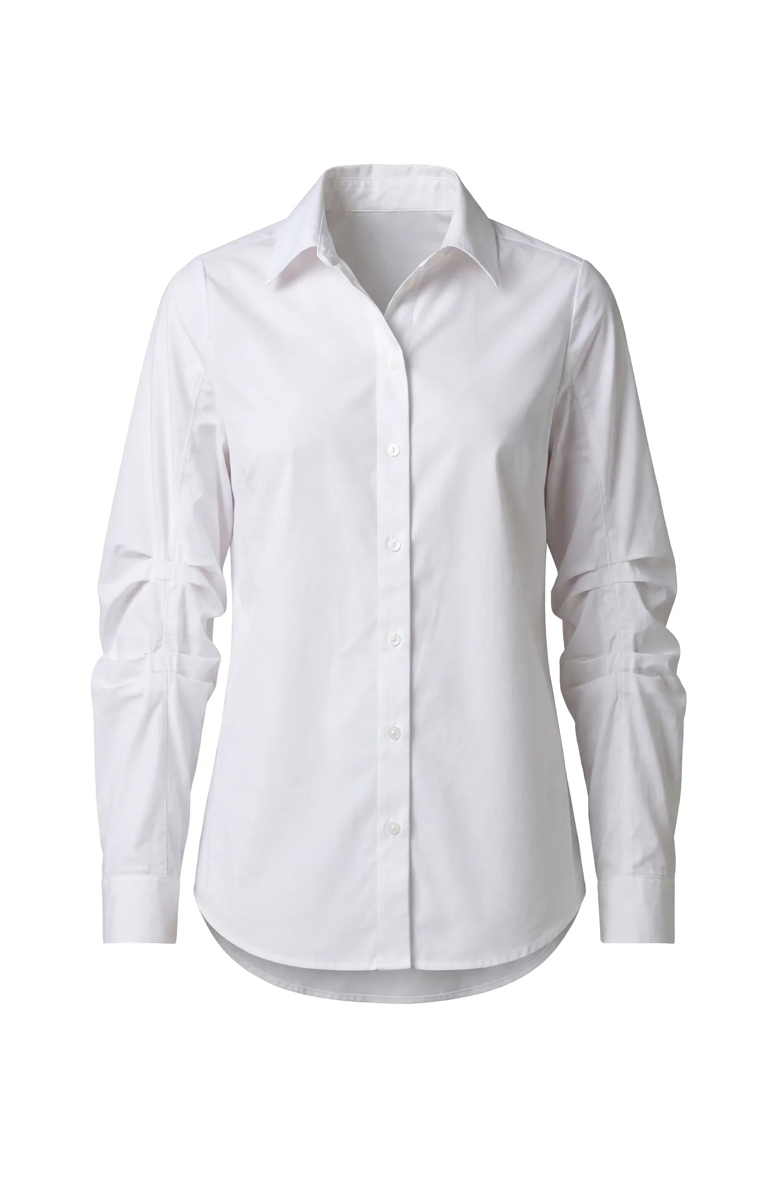Liverpool - Pleated Sleeve Button Front Shirt - White - 8L30
