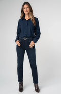 Liverpool - Pleated Sleeve Button Front Shirt - Navy - 8L30
