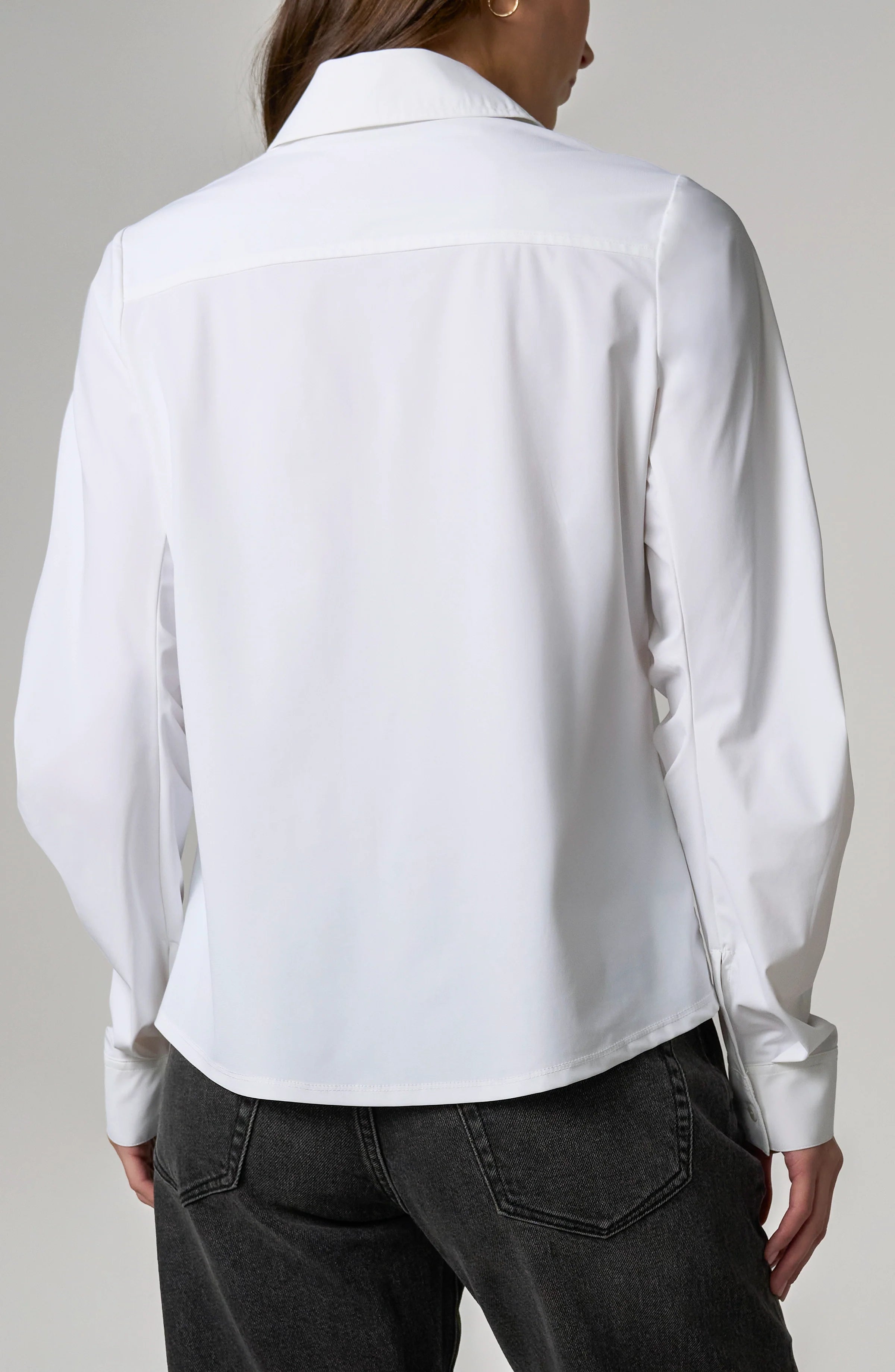 Liverpool - Pleated Sleeve Button Front Shirt - White - 8L30