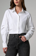 Liverpool - Pleated Sleeve Button Front Shirt - White - 8L30