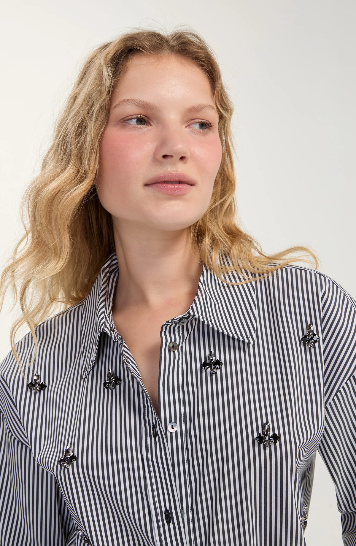 Liverpool - Long Sleeve Button Front Blouse - Black/White - 8L51