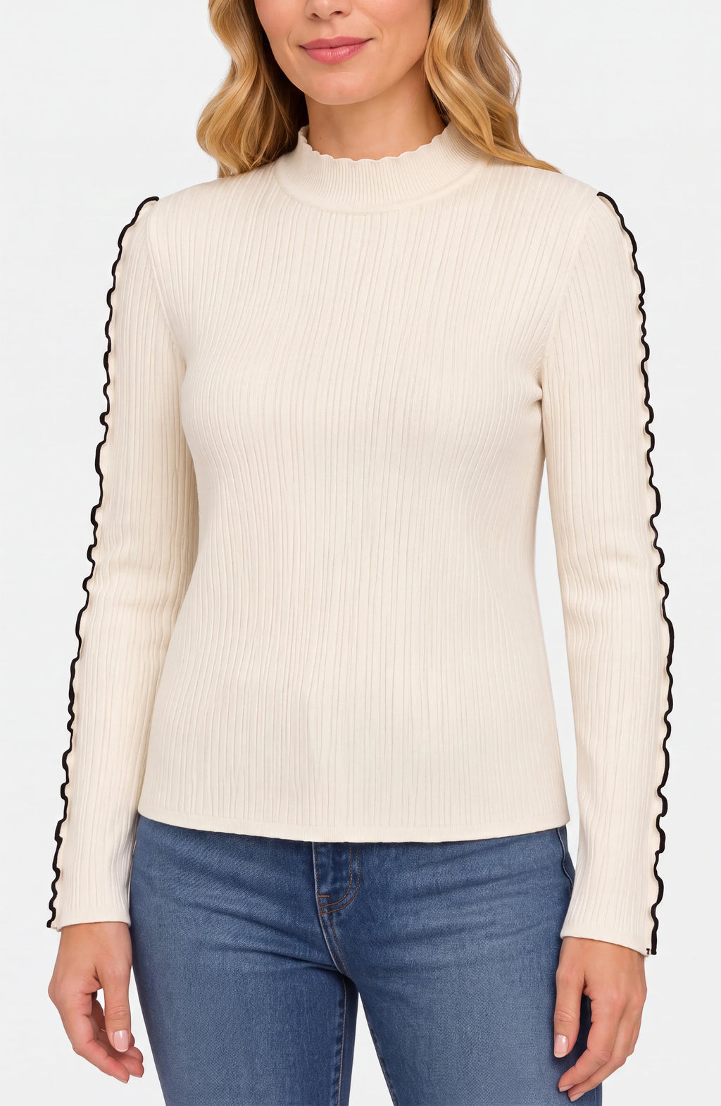 Liverpool - Mock Neck Long Sleeve - Cream - 8L65