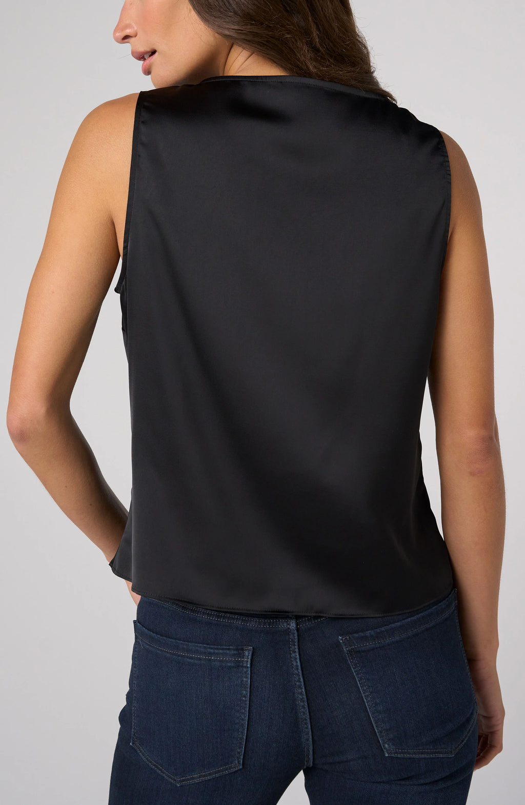 Liverpool - V-neck Woven Tank W/ Lace Trim - Black - 8M20