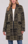 Liverpool - Long Sleeve Open Duster - Olive/Black - C017