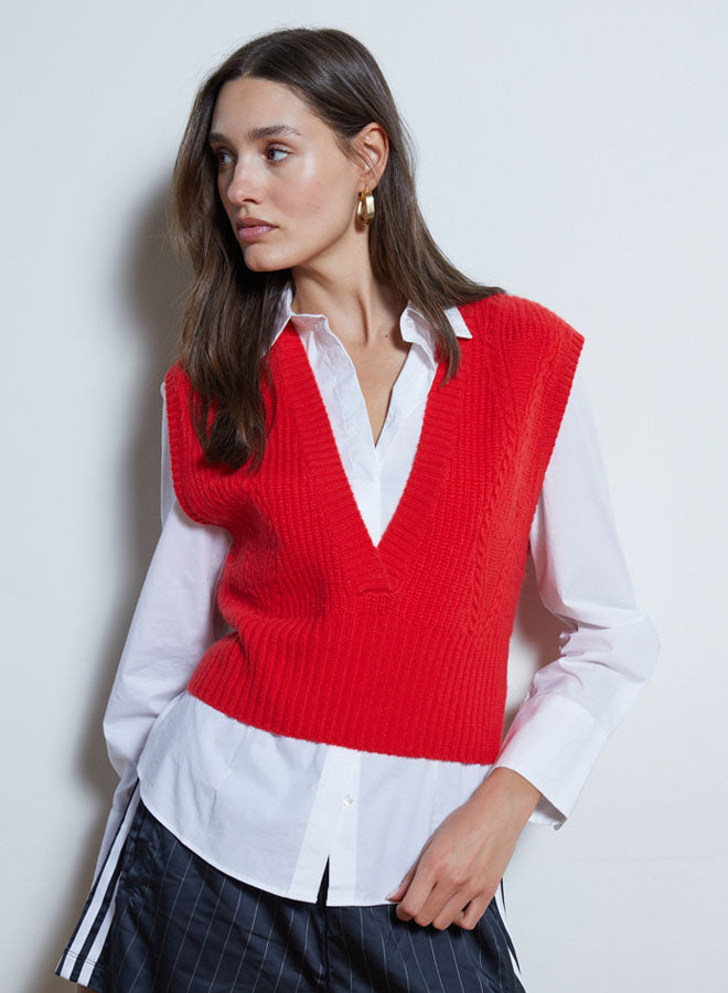 Autumn Cashmere - Four-Ply Vest - Red - R14674