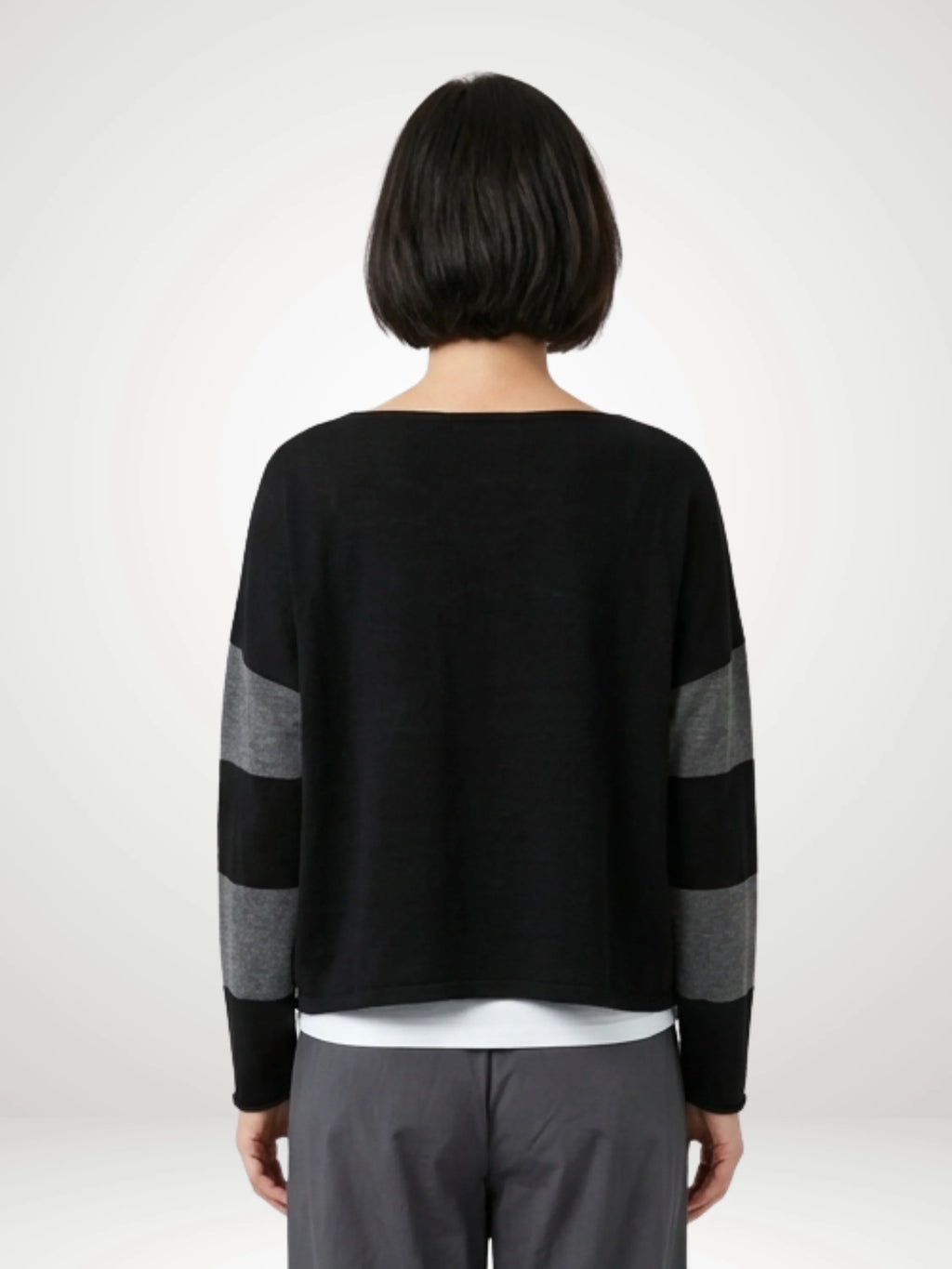 Planet - Two Tone Ovals Sweater - Black/Asphalt - 303K