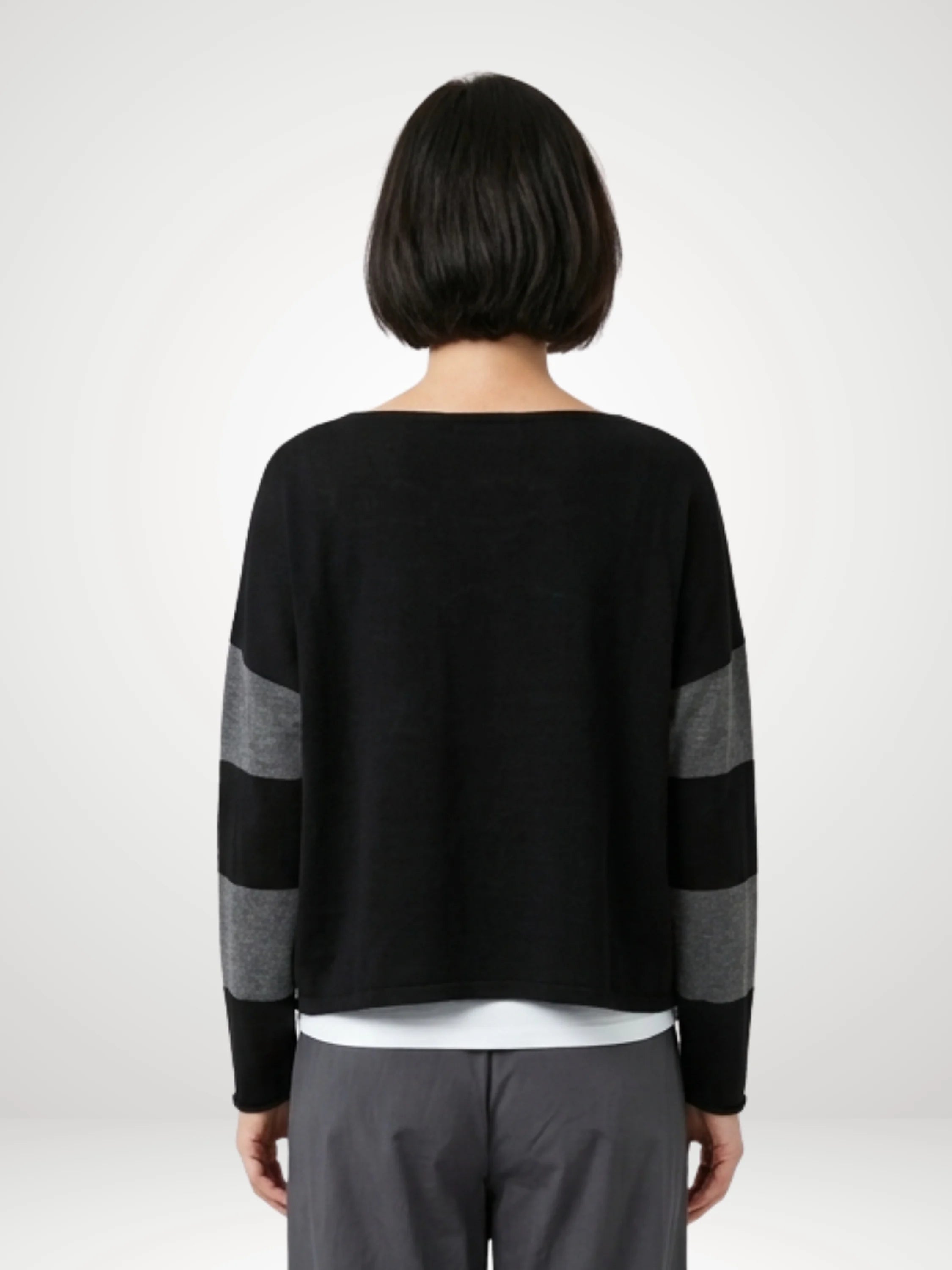 Planet - Two Tone Ovals Sweater - Black/Asphalt - 303K