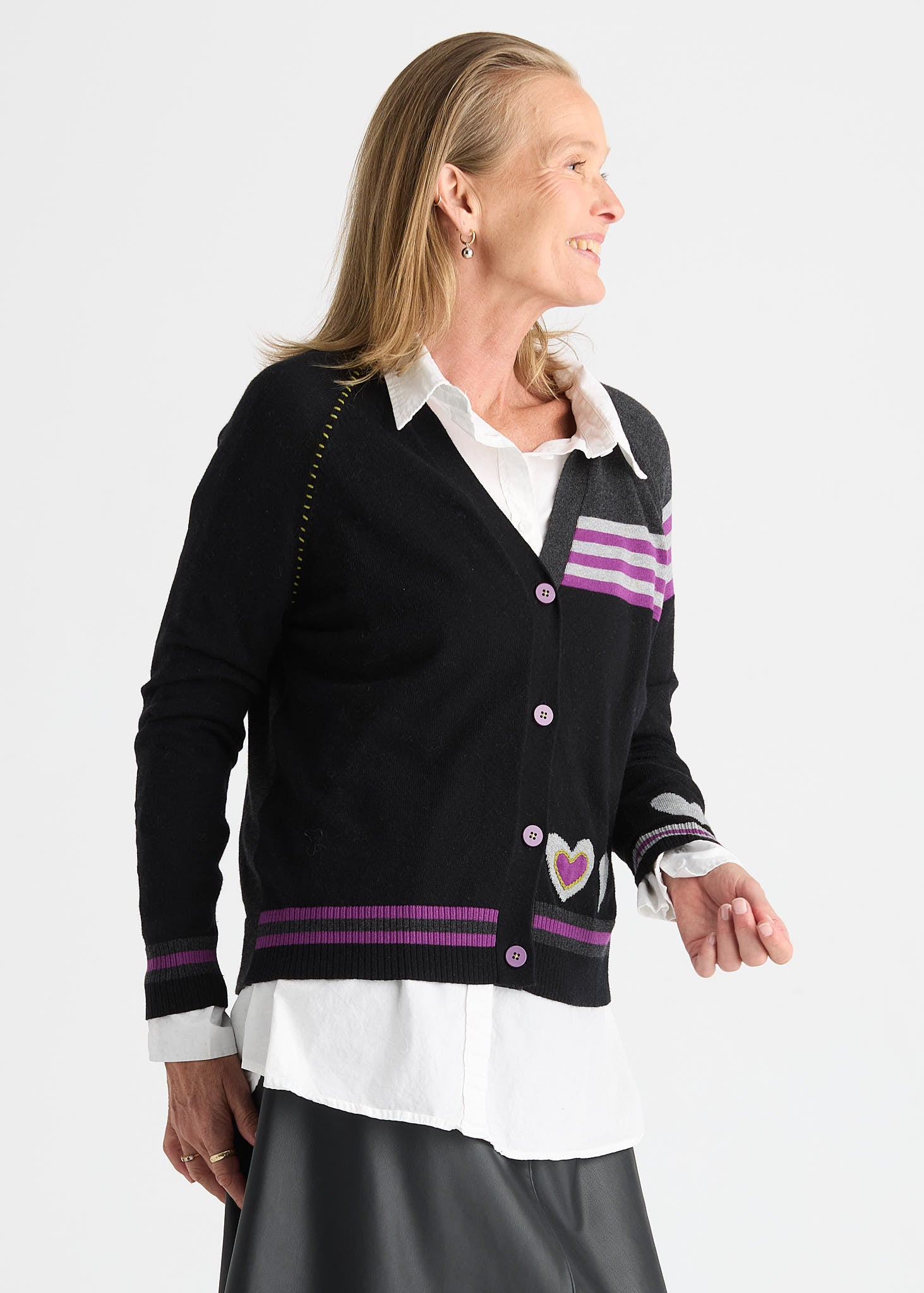 Zaket & Plover - Hearts Cardi - Black - 8526