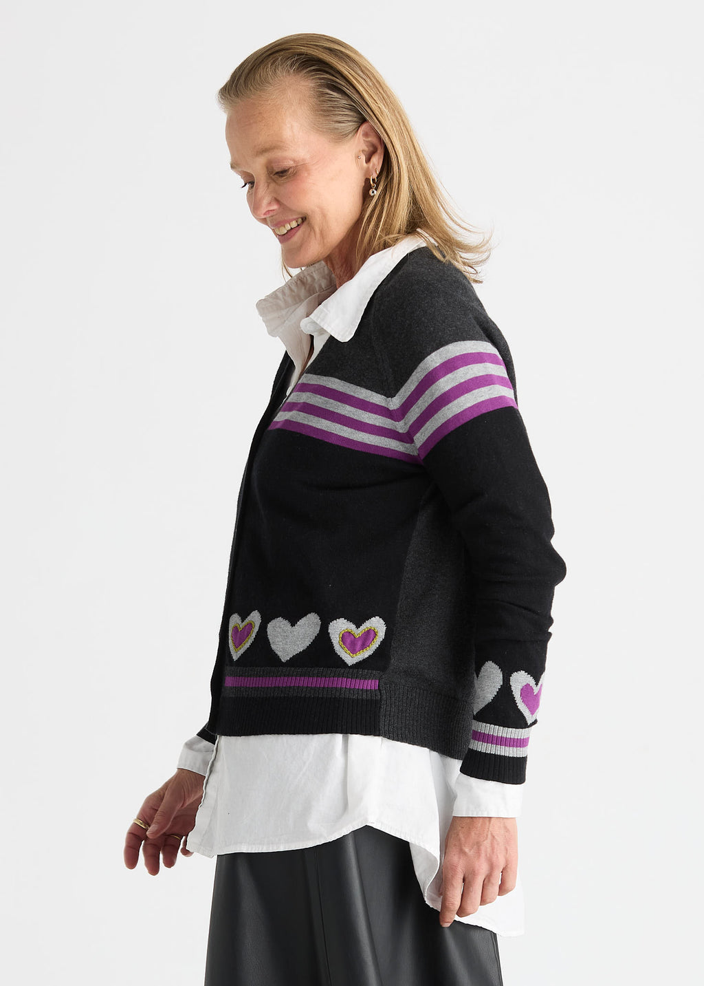 Zaket & Plover - Hearts Cardi - Black - 8526