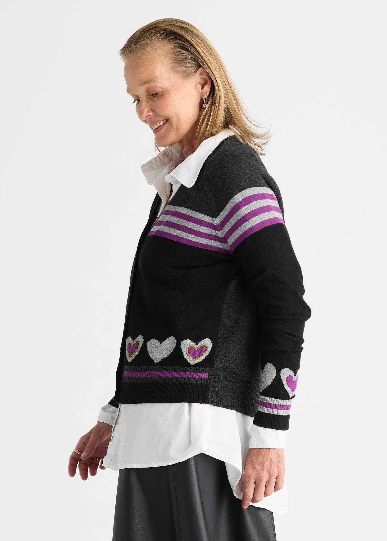 Zaket & Plover - Hearts Cardi - Black - 8526
