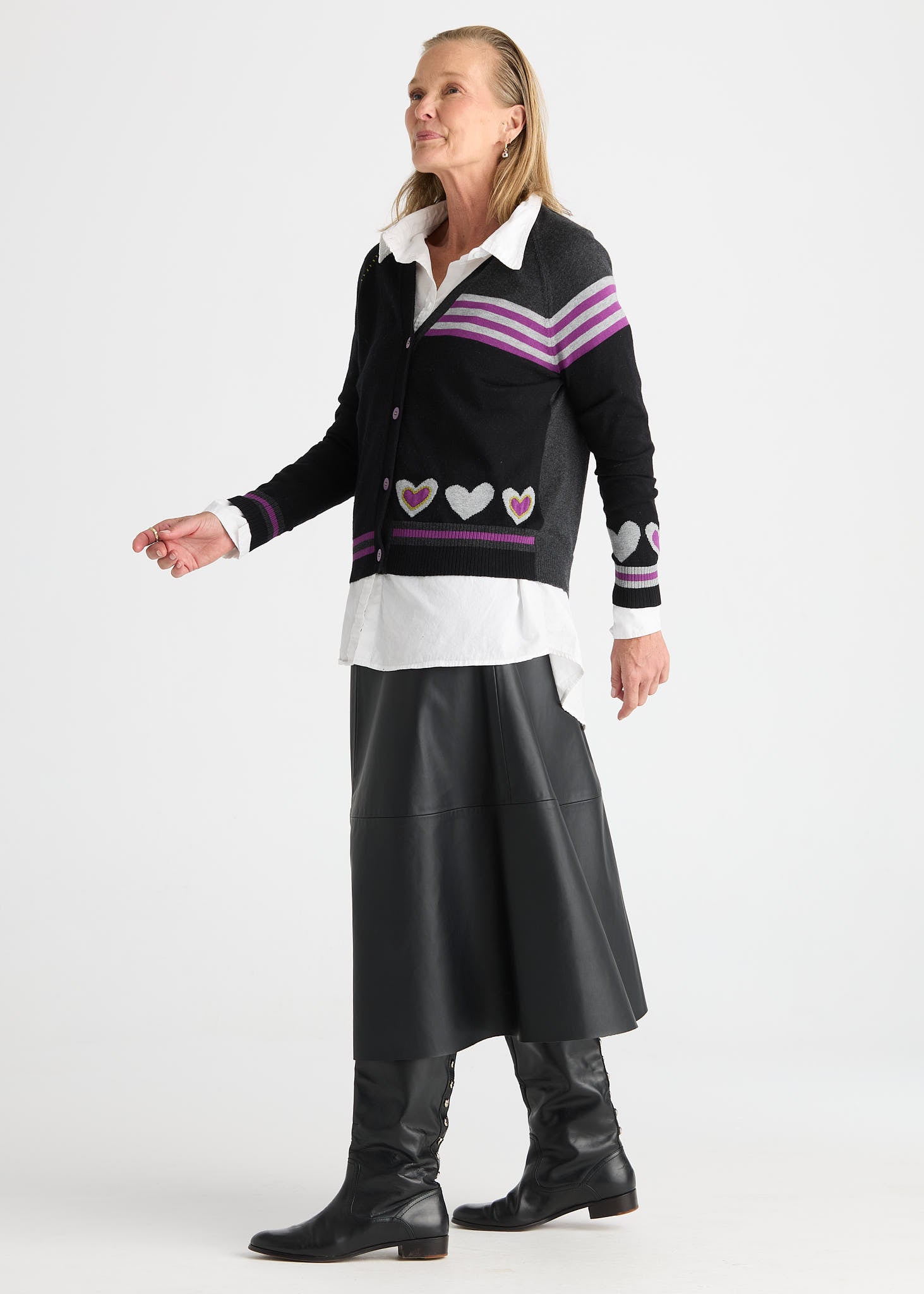 Zaket & Plover - Hearts Cardi - Black - 8526