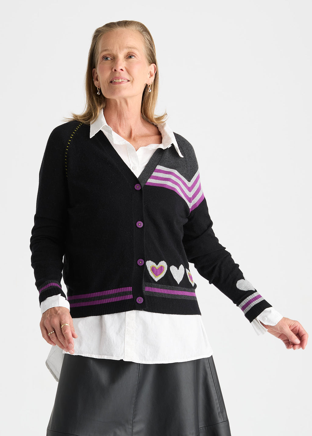 Zaket & Plover - Hearts Cardi - Black - 8526