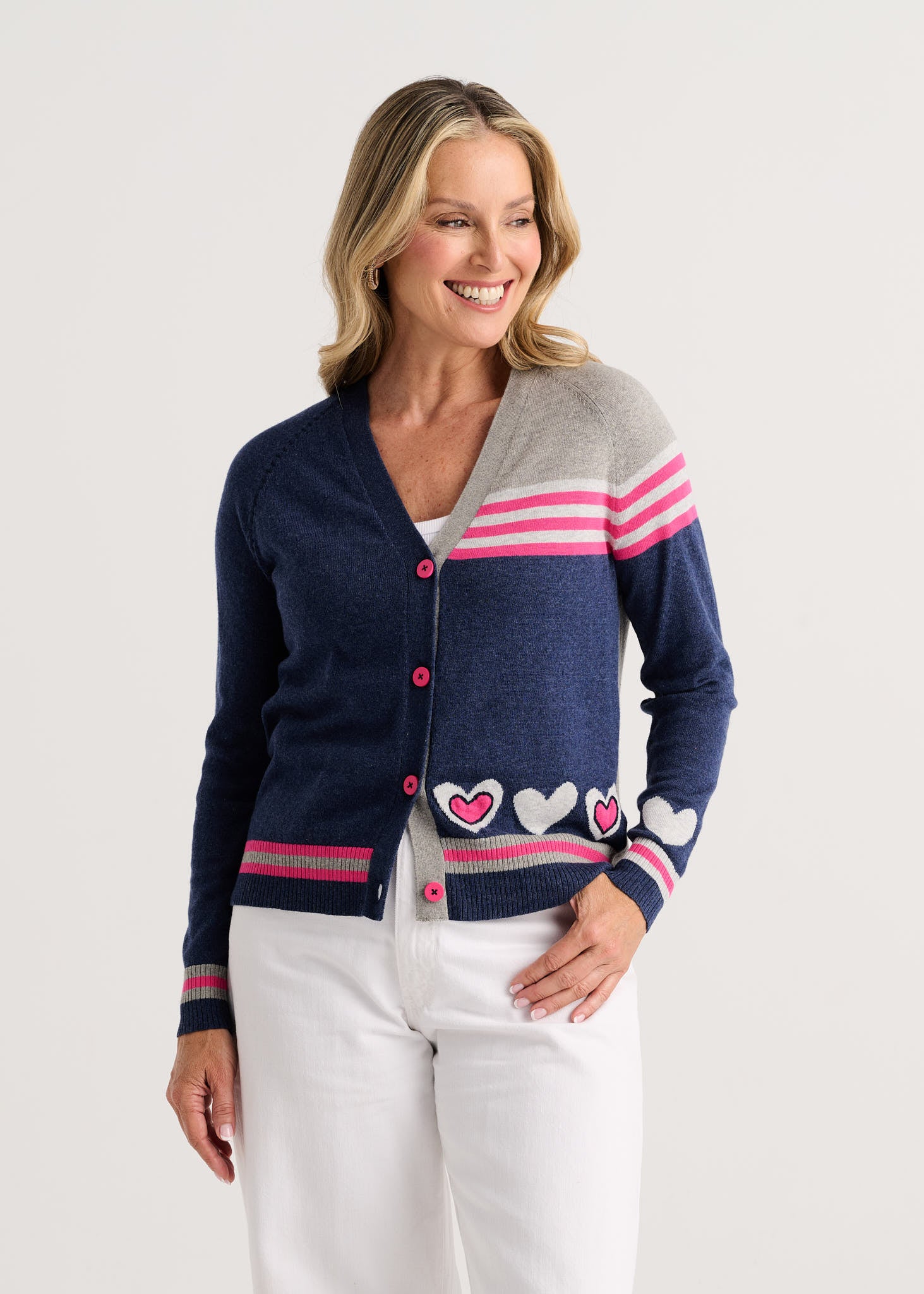 Zaket & Plover - Hearts Cardi - Denim - 8526