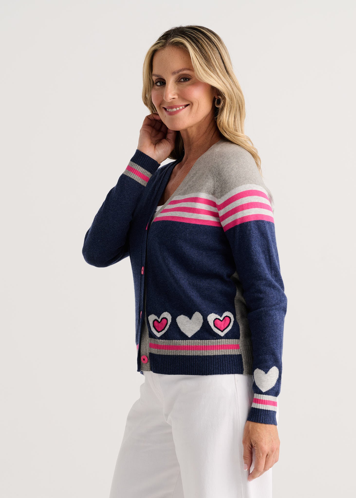 Zaket & Plover - Hearts Cardi - Denim - 8526