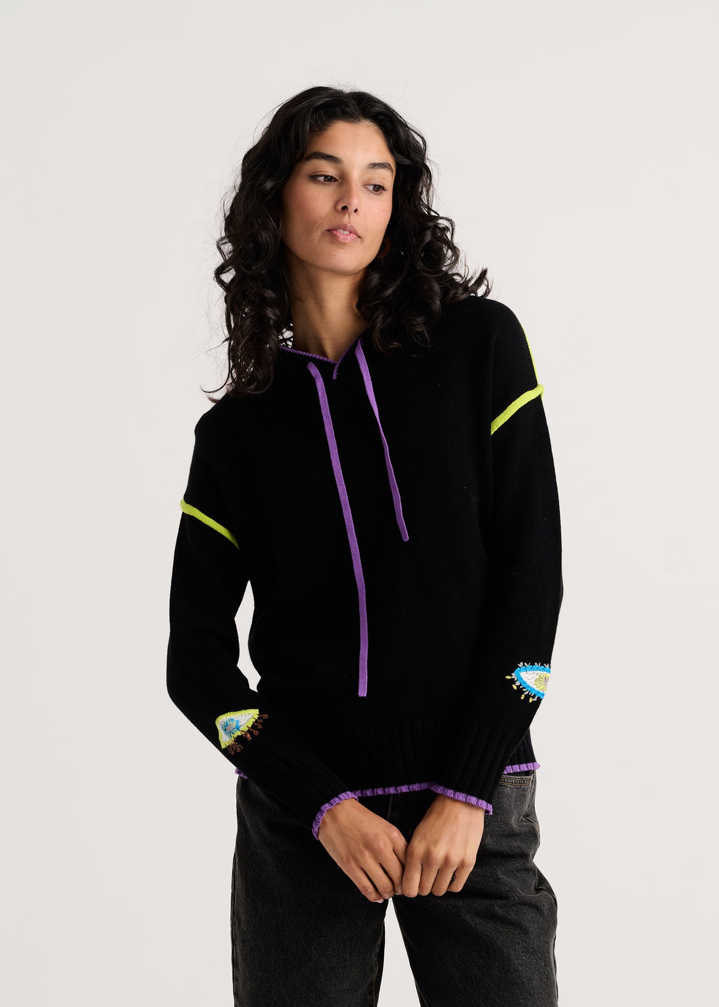 Zaket & Plover - Eye Hoodie - Black - 8546