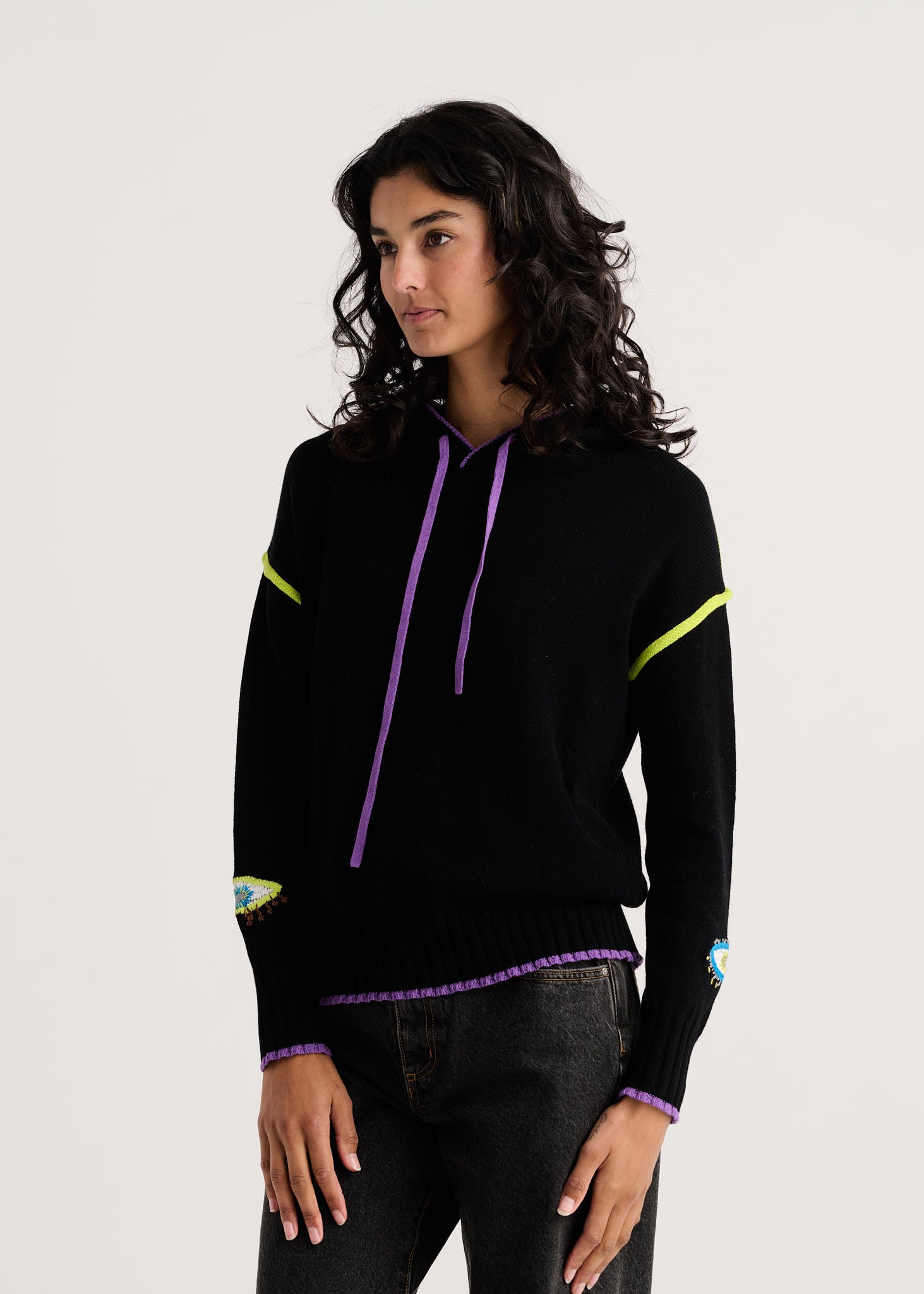 Zaket & Plover - Eye Hoodie - Black - 8546