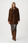 Joseph Ribkoff Faux Fur Coat - Brown - 263916
