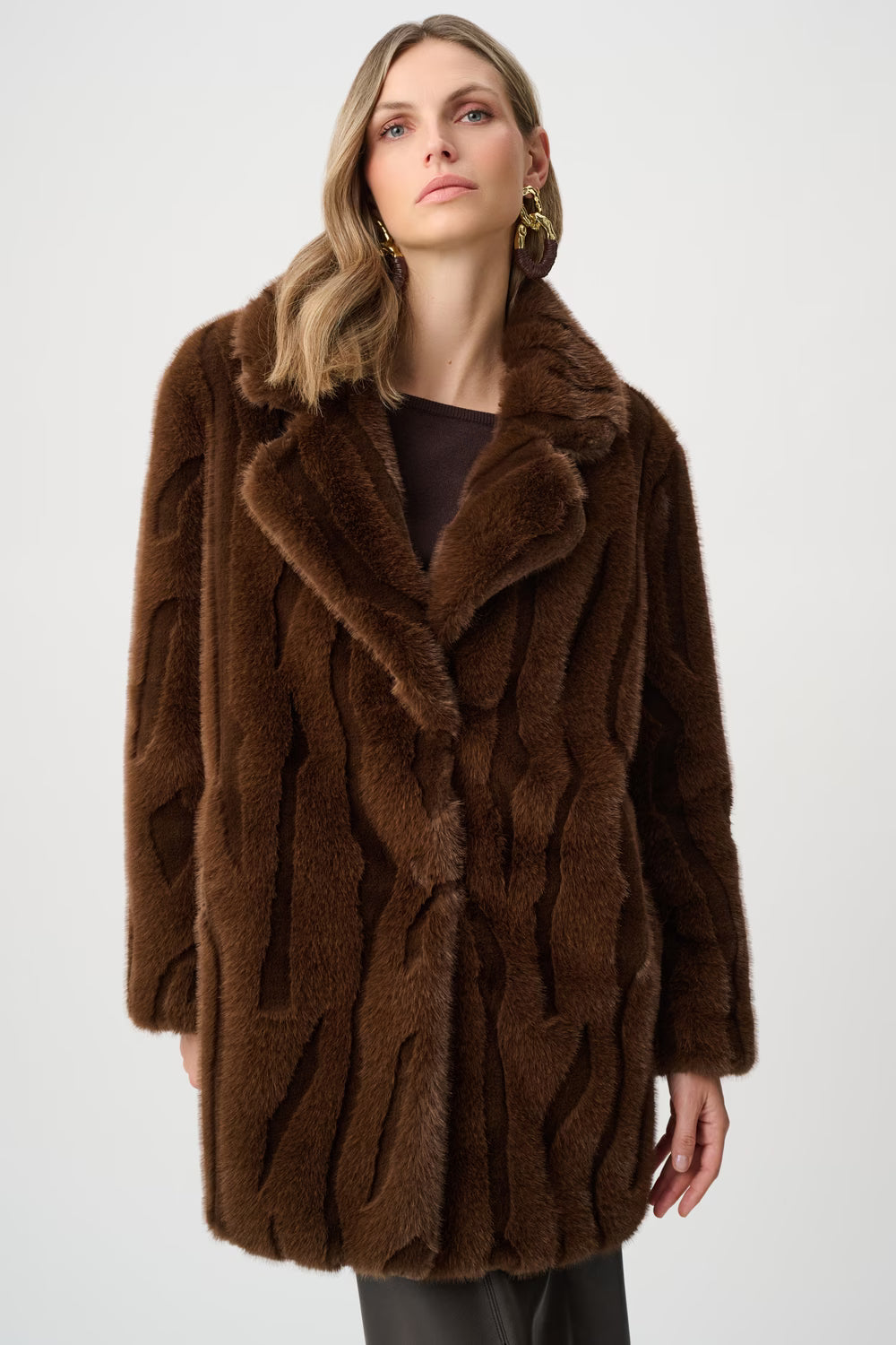 Joseph Ribkoff Faux Fur Coat - Brown - 263916