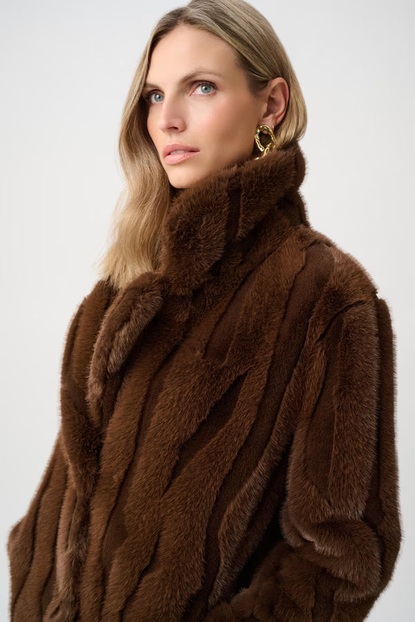 Joseph Ribkoff Faux Fur Coat - Brown - 263916